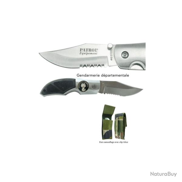 Couteau pliant Rangers insigne Gendarmerie manche aluminium - Camouflage / GM MOBILE