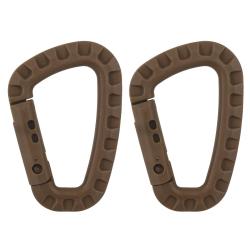 Duo de mousquetons OPEX en polym&egrave;re 85 x 56 mm pour accrochage - Coyote