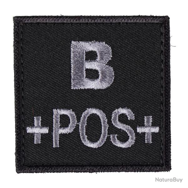 �cusson de groupe sanguin B positif Ares en tissu brod� - Noir