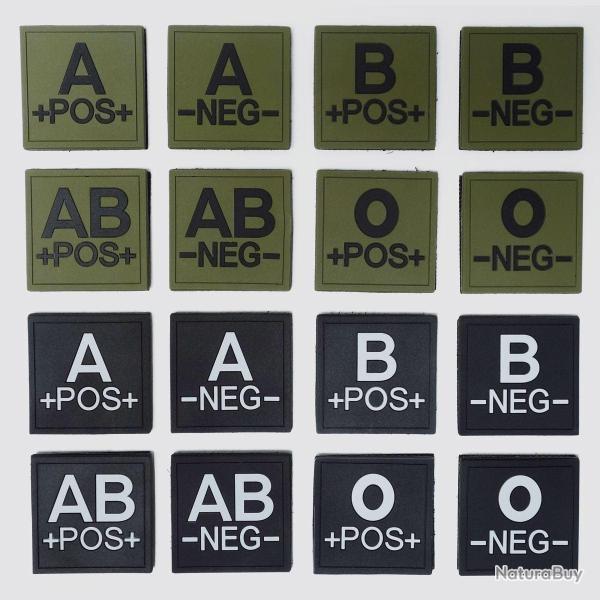�cusson groupe sanguin en caoutchouc 50 x 50 mm � dos - Vert / B Moins