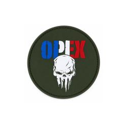 &Eacute;cusson rubber rond motif 01 diam&egrave;tre 7,5 cm dos - Vert arm&eacute;e