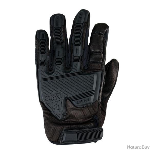 Gants coqu�s Ares Tactique Pro paume cuir dos - Noir / L