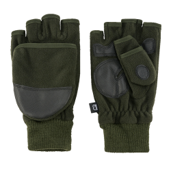 Gants polaires Brandit Trigger 2 en 1 moufle et mitaine paume - Vert olive / L