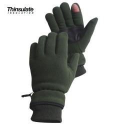 Gants polaires doublure Thinsulate doigt tireur ambidextre - Vert