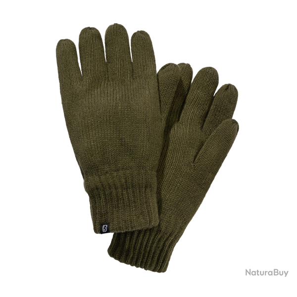 Gants tricot Brandit Knitted doublure 3M Thinsulate poignets - Vert olive / L