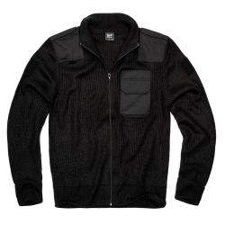 Gilet Brandit BW Cardigan maille polyacrylique col &eacute;pais - Noir / L (52)