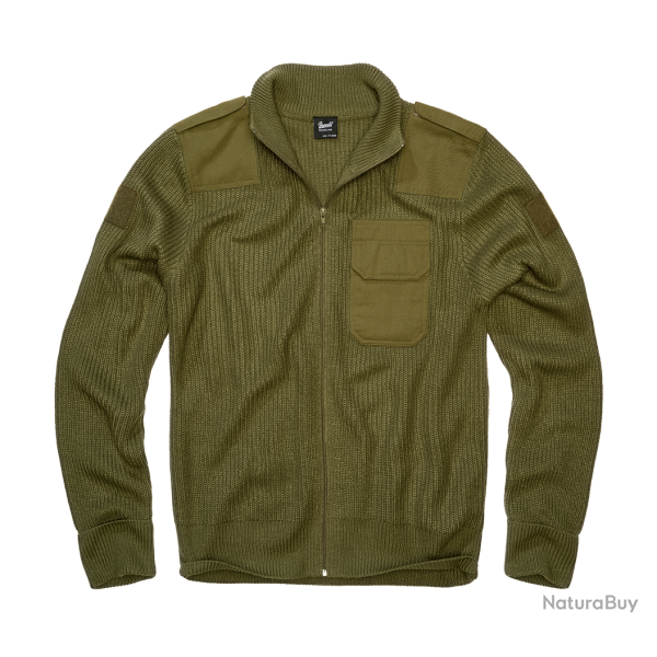 Gilet Brandit BW Cardigan maille polyacrylique col �pais - Vert olive / S (46-48)