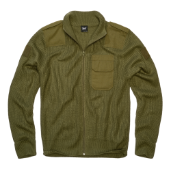 Gilet Brandit BW Cardigan maille polyacrylique col &eacute;pais - Vert olive / 3XL (60)