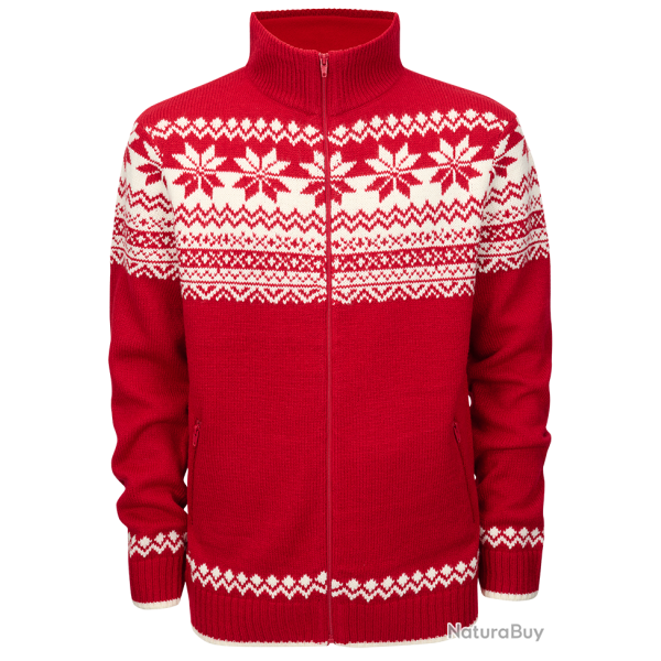 Gilet Brandit Norwegian Cardigan maille polyacrylique - Rouge / M