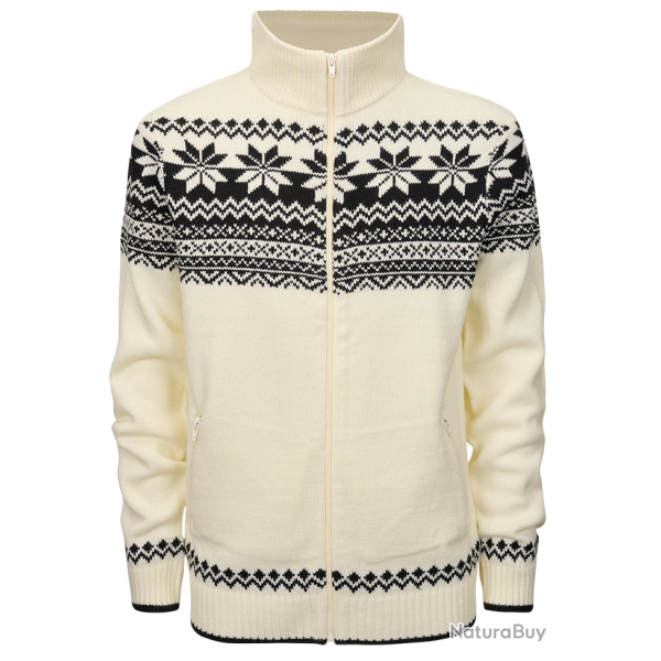 Gilet Brandit Norwegian Cardigan maille polyacrylique - Blanc / 2XL