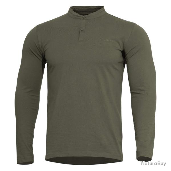 Haut � col mandarin Pentagon Romeo 2.0 coton 190 g/m� certifi� - Vert olive / M