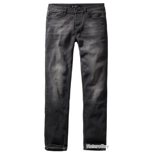 Jean Brandit Rover Denim coton-polyester d�lav� � la pierre - Noir / 31 (79 cm) / 86 cm (34 pouces)