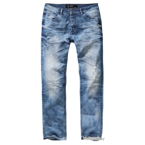 Jean Brandit Will Denim coton et �lasthanne d�lav� � la pierre - Denim bleu / 30 (76 cm) / 86 cm (34