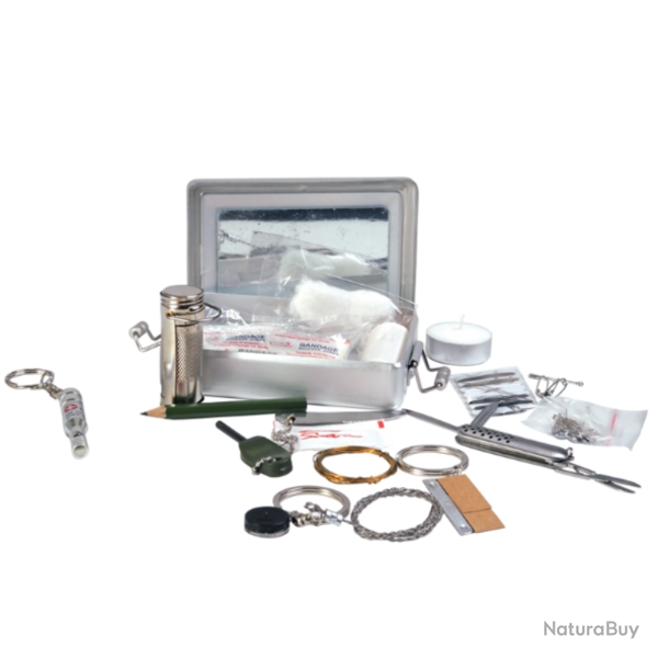Kit de survie Mil-Tec avec bo�te en aluminium - Grey