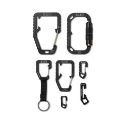 Kit Hardpoint six mousquetons 5.11 Tactical acier bo&icirc;te - Noir