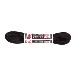 Lacets plats Ares en coton longueur 120 cm pour chaussures - Noir