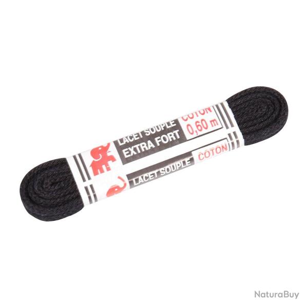 Lacets ronds Ares en coton longueur 60 cm pour chaussures - Noir