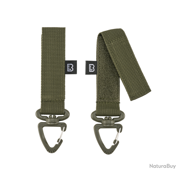 Mousqueton Brandit rotatif triangulaire, lot de 2 - Vert olive