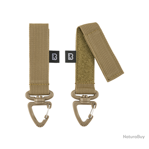 Mousqueton Brandit rotatif triangulaire, lot de 2 - Camel
