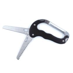 Mousqueton couteau OPEX deux lames acier inoxydable - Noir