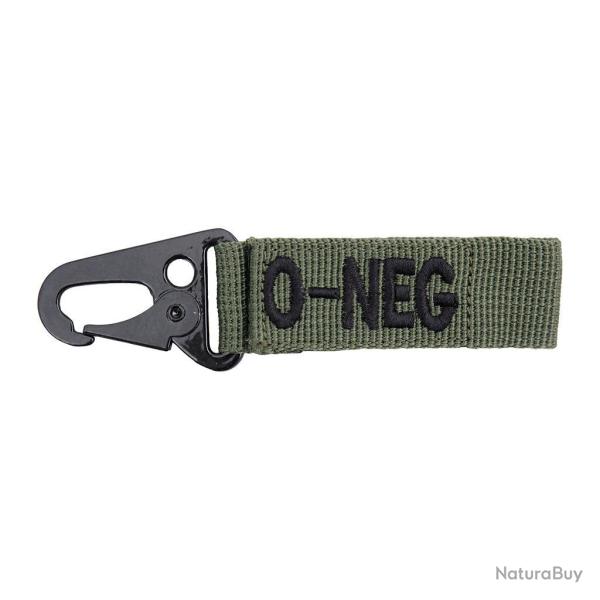 Mousqueton porte-cl�s Ares � corps m�tallique et sangle brod�e groupe sanguin O n�gatif - Autre