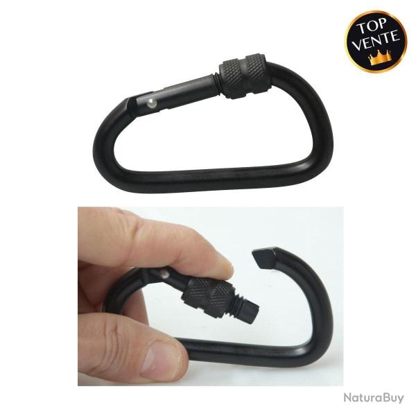 Mousquetons OPEX aluminium � vis de s�curit� en 6 cm ou 8 cm, lot de 2 - Noir mat / 8cm
