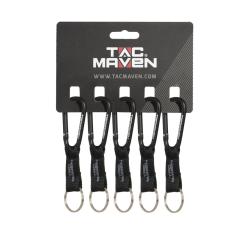 Mousquetons utilitaires Tac Maven en aluminium 6 mm vendus, lot de 5 - Noir / Taille unique