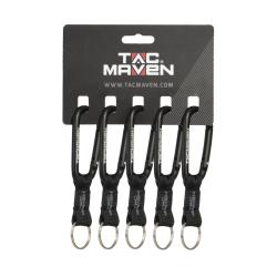 Mousquetons utilitaires Tac Maven en aluminium 8 mm, lot de 5 - Noir / Taille unique