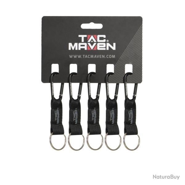 Mousquetons utilitaires Tac Maven en aluminium dormant de 5 mm, lot de 5 - Noir / Taille unique