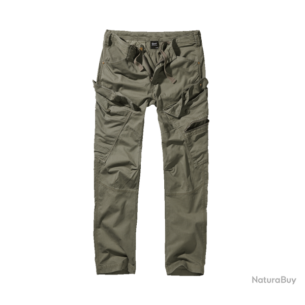Pantalon Brandit Adven Slim Fit coton extensible assise - Vert olive / S