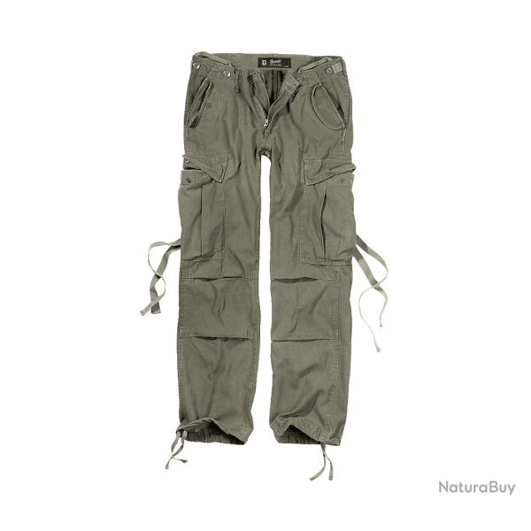 Pantalon Brandit M65 coupe femme en coton ample avec sangles - Vert olive / 27