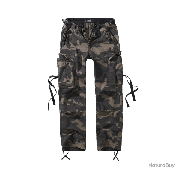 Pantalon Brandit M65 coupe femme en coton ample avec sangles - Dark Camo / 33