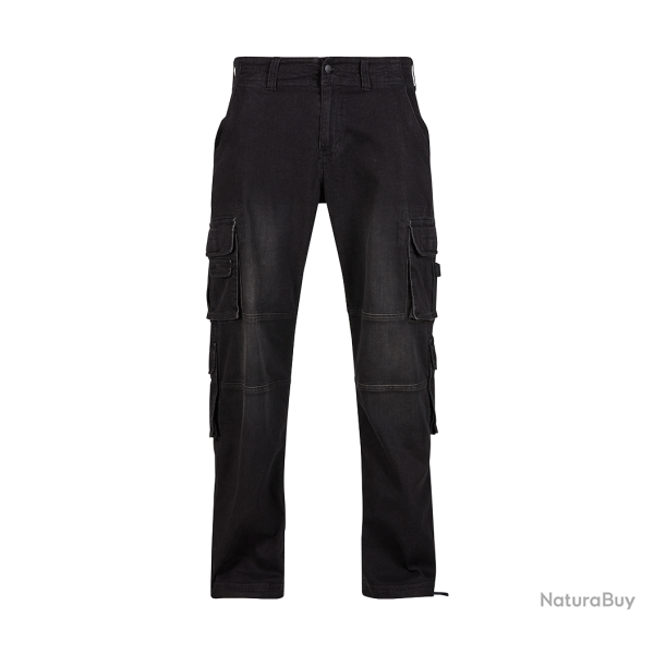 Pantalon cargo Brandit Denim coton-polyester huit poches - Noir / 34 (86 cm) / 86 cm (34 pouces)