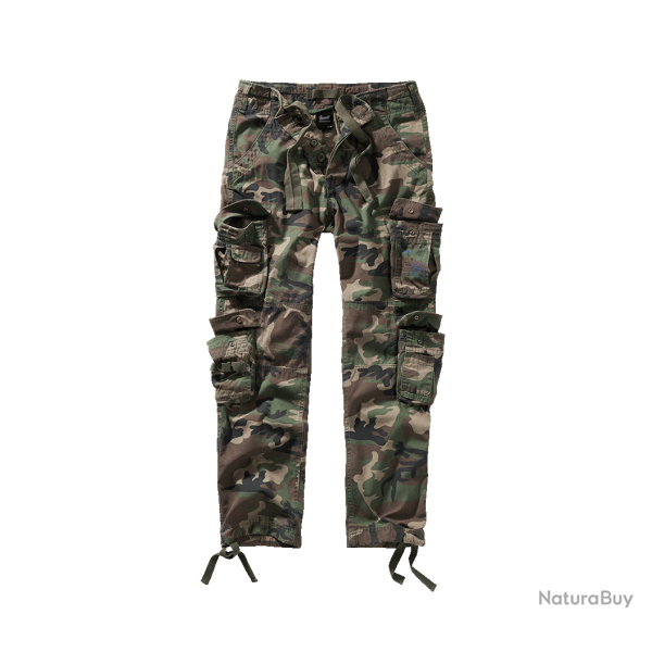 Pantalon cargo Brandit Pure Slim Fit coton 100 % huit poches - Woodland / L