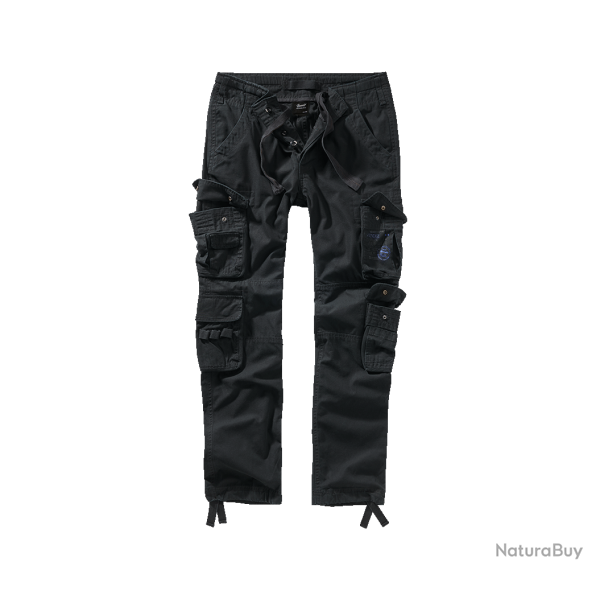 Pantalon cargo Brandit Pure Slim Fit coton 100 % huit poches - Noir / 3XL