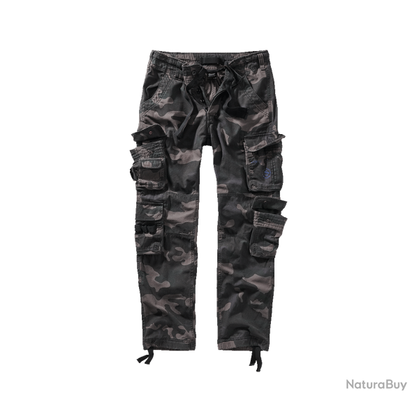 Pantalon cargo Brandit Pure Slim Fit coton 100 % huit poches - Dark Camo / XL