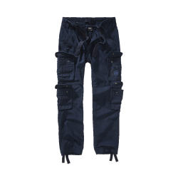 Pantalon cargo Brandit Pure Slim Fit coton 100 % huit poches - Bleu Marine / 4XL