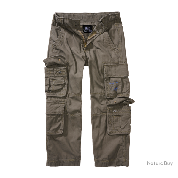 Pantalon enfant Brandit Pure Vintage coton huit poches - Vert olive / 170/176 cm