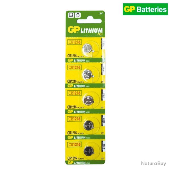 Pile bouton lithium GP CR1216 pour montre et cl� de v�hicule, lot de 5 - Autre