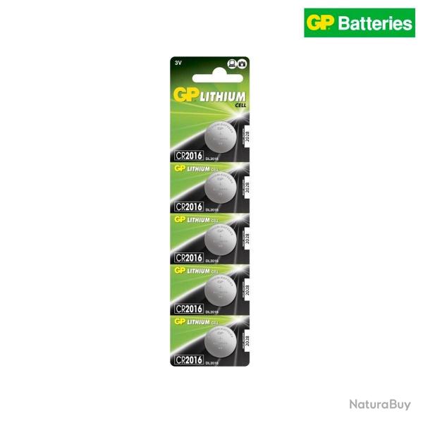 Pile bouton lithium GP CR2016 20 mm pour cl� et t�l�commande, lot de 5 - Autre