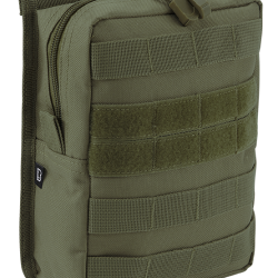 Pochette Brandit MOLLE Cross &agrave; glissi&egrave;re deux poches filet - Vert olive