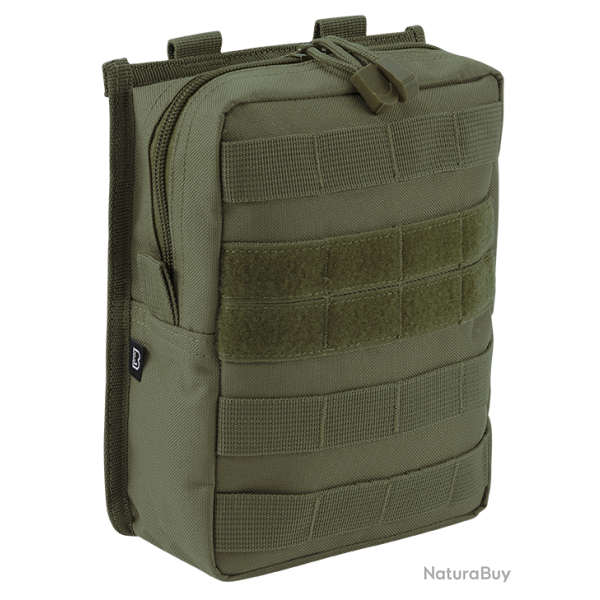 Pochette Brandit MOLLE Cross � glissi�re deux poches filet - Vert olive