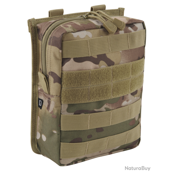 Pochette Brandit MOLLE Cross � glissi�re deux poches filet - Tactical Camo