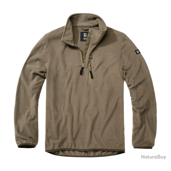 Polaire Brandit Fleece Troyer 170 g/m� col montant et poche - Vert olive / 2XL
