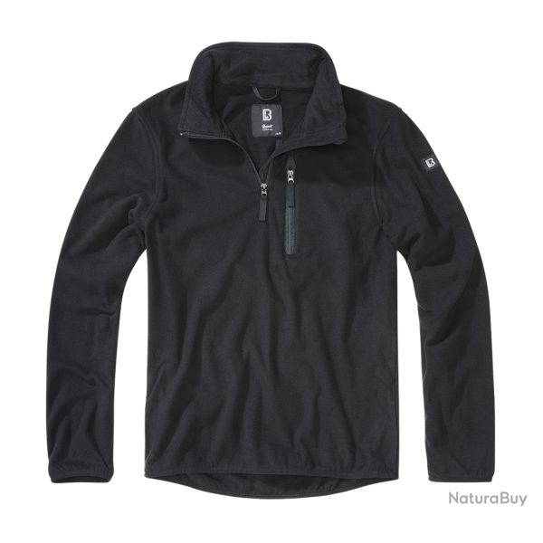 Polaire Brandit Fleece Troyer 170 g/m� col montant et poche - Noir / 4XL
