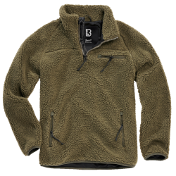 Polaire Brandit Teddyfleece Troyer doubl&eacute;e col montant - Vert olive / M