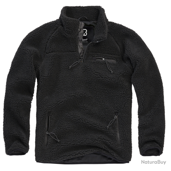 Polaire Brandit Teddyfleece Troyer doubl�e col montant - Noir / 2XL