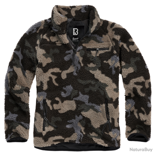 Polaire Brandit Teddyfleece Troyer doubl�e col montant - Dark Camo / L