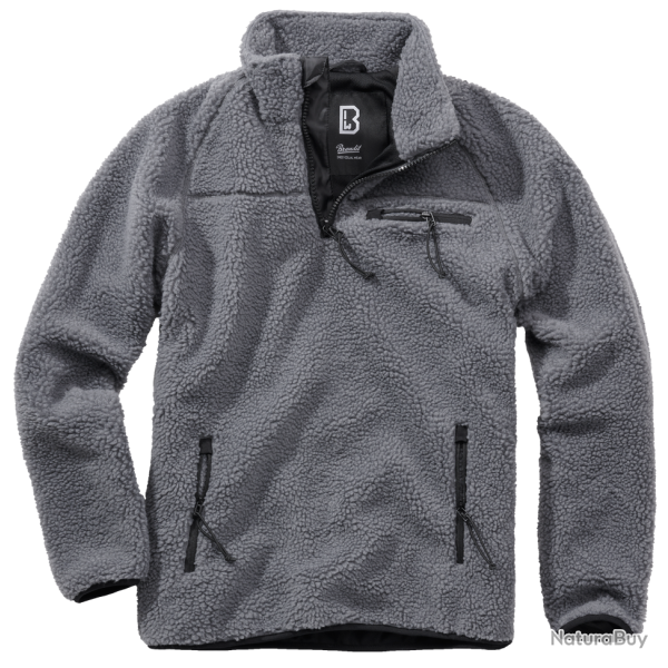 Polaire Brandit Teddyfleece Troyer doubl�e col montant - Anthracite / 2XL