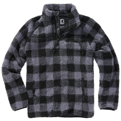 Polaire Brandit Teddyfleece Troyer doubl&eacute;e col montant - Noir / Gris / XL